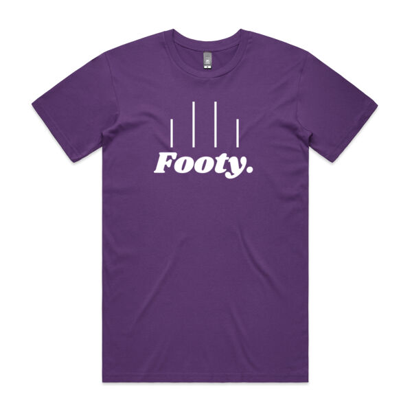 Purple and White Footy t-shirt Thumbnail