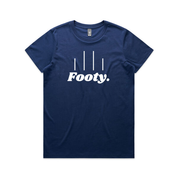 Navy Blue and White Footy t-shirt Thumbnail
