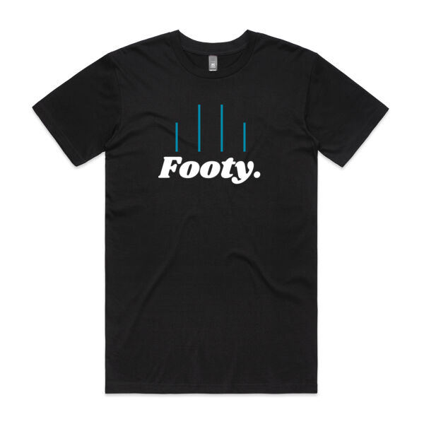 Black, White and Teal Blue Footy t-shirt Thumbnail