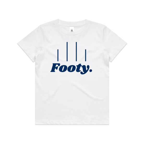 White and Dark Blue Footy t-shirt Thumbnail