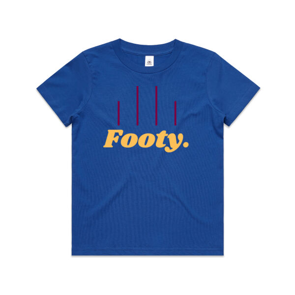 Blue, Maroon and Yellow Footy t-shirt Thumbnail